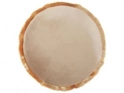 Beliani Housses De Chaises Et Galettes De Chaises Coussin D'assise En Velours Beige ø 40 Cm