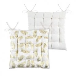 Stof Housses De Chaises Et Galettes De Chaises Coussin De Chaise Beige Et Or En Coton 40x40cm -Housses de canapé Soldes coussin de chaise beige et or en coton 40x40cm 1