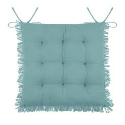Stof Housses De Chaises Et Galettes De Chaises Coussin De Chaise En Coton Bleu à Franges 40x40 -Housses de canapé Soldes coussin de chaise en coton bleu a franges 40x40 3