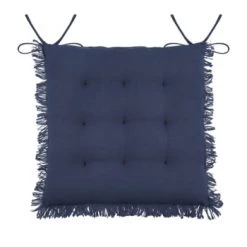Stof Housses De Chaises Et Galettes De Chaises Coussin De Chaise En Coton Jaune à Franges 40x40 -Housses de canapé Soldes coussin de chaise en coton bleu marine a franges 40x40 1