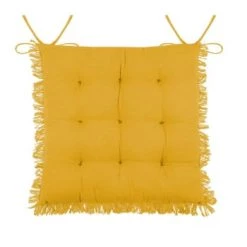 Stof Housses De Chaises Et Galettes De Chaises Coussin De Chaise En Coton Vert à Franges 40x40 -Housses de canapé Soldes coussin de chaise en coton jaune a franges 40x40 4