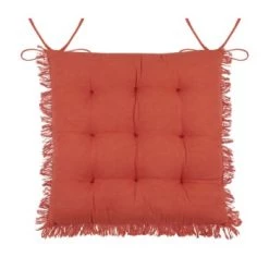 Stof Housses De Chaises Et Galettes De Chaises Coussin De Chaise En Coton Vert à Franges 40x40 -Housses de canapé Soldes coussin de chaise en coton terracotta a franges 40x40 3