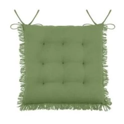 Stof Housses De Chaises Et Galettes De Chaises Coussin De Chaise En Coton Vert à Franges 40x40 -Housses de canapé Soldes coussin de chaise en coton vert a franges 40x40 4