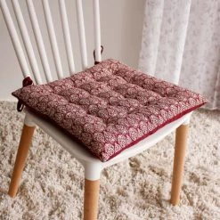 Home Maison Housses De Chaises Et Galettes De Chaises Galette De Chaise Au Style Baroque Coton Lie De Vin 38 X 38 -Housses de canapé Soldes galette de chaise au style baroque coton lie de vin 38 x 38 3