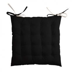 Home Maison Housses De Chaises Et Galettes De Chaises Galette De Chaise Bicolore à Nouette Coton Noir/lin 40 X 40 -Housses de canapé Soldes galette de chaise bicolore a nouette coton noir lin 40 x 40 2