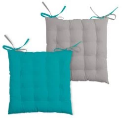 Lovely Casa Housses De Chaises Et Galettes De Chaises Galette De Chaise Bicolore Coton Moutarde/taupe 40x40 -Housses de canapé Soldes galette de chaise bicolore coton celadon souris 40x40 3