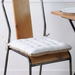 Lovely Casa Housses De Chaises Et Galettes De Chaises Galette De Chaise Bicolore Coton Ecru/lin 40x40 -Housses de canapé Soldes galette de chaise bicolore coton ecru lin 40x40 3