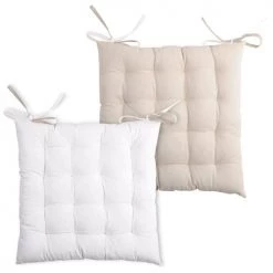 Lovely Casa Housses De Chaises Et Galettes De Chaises Galette De Chaise Bicolore Coton Ecru/lin 40x40 -Housses de canapé Soldes galette de chaise bicolore coton ecru lin 40x40 4