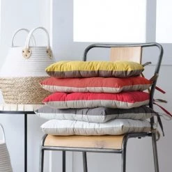 Lovely Casa Housses De Chaises Et Galettes De Chaises Galette De Chaise Bicolore Coton Ecru/lin 40x40 -Housses de canapé Soldes galette de chaise bicolore coton ecru lin 40x40 5