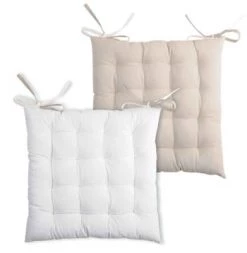 Lovely Casa Housses De Chaises Et Galettes De Chaises Galette De Chaise Bicolore Coton Moutarde/taupe 40x40 -Housses de canapé Soldes galette de chaise bicolore coton ecru lin 40x40 8