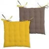 Lovely Casa Housses De Chaises Et Galettes De Chaises Galette De Chaise Bicolore Coton Moutarde/taupe 40x40