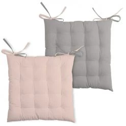 Lovely Casa Housses De Chaises Et Galettes De Chaises Galette De Chaise Bicolore Coton Poudre/souris 40x40 -Housses de canapé Soldes galette de chaise bicolore coton poudre souris 40x40 4