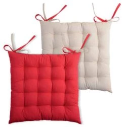 Lovely Casa Housses De Chaises Et Galettes De Chaises Galette De Chaise Bicolore Coton Rouge/lin 40x40 -Housses de canapé Soldes galette de chaise bicolore coton rouge lin 40x40 7