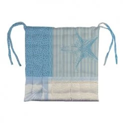 Garnier Thiebaut Housses De Chaises Et Galettes De Chaises Galette De Chaise Enduit Imperméable Bleu 38X38 -Housses de canapé Soldes galette de chaise enduit impermeable bleu 38x38 3