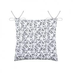 Home Maison Housses De Chaises Et Galettes De Chaises Galette De Chaise Fleurie En Coton Recyclé Coton Blanc Noir 38 X 38