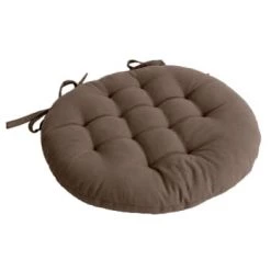 Home Maison Housses De Chaises Et Galettes De Chaises Galette De Chaise Piquée Et Ronde Coton Noir 38 X 38 -Housses de canapé Soldes galette de chaise piquee et ronde coton vison 38 x 38