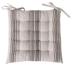 Home Maison Housses De Chaises Et Galettes De Chaises Galette De Chaise Rayée En Coton Recyclé Coton Ecru 38 X 38