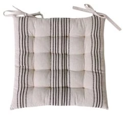 Home Maison Housses De Chaises Et Galettes De Chaises Galette De Chaise Rayée En Coton Recyclé Coton Gris Foncé 38 X 38 -Housses de canapé Soldes galette de chaise rayee en coton recycle coton ecru 38 x 38 4