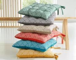 Becquet Housses De Chaises Et Galettes De Chaises Galette De Chaise Réversible Gris 40x40 En Coton -Housses de canapé Soldes galette de chaise reversible gris 40x40 en coton 2