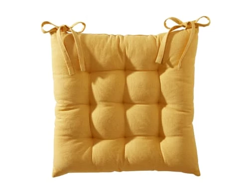 Becquet Housses De Chaises Et Galettes De Chaises Galette De Chaise Réversible Jaune Miel 40x40 En Coton 4 Becquet Housses De Chaises Et Galettes De Chaises Galette De Chaise Réversible Jaune Miel 40x40 En Coton – Image 2