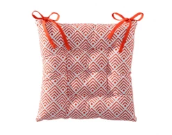 Becquet Housses De Chaises Et Galettes De Chaises Galette De Chaise Réversible Orange Paprika 40x40 En Coton -Housses de canapé Soldes galette de chaise reversible orange paprika 40x40 en coton 5