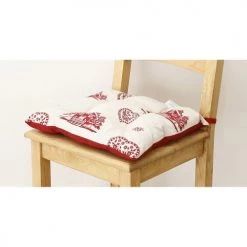 Grenier Alpin Housses De Chaises Et Galettes De Chaises Galette De Chaise Style Montagne Coeurchevel Blanc Rouge -Housses de canapé Soldes galette de chaise style montagne coeurchevel blanc rouge 3