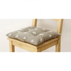 Grenier Alpin Housses De Chaises Et Galettes De Chaises Galette De Chaise Style Montagne Edelweiss Taupe -Housses de canapé Soldes galette de chaise style montagne edelweiss taupe 2