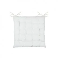 Home Maison Housses De Chaises Et Galettes De Chaises Galette De Chaise Unie Et Classique Coton Ecru 38 X 38