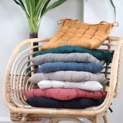 Home Maison Housses De Chaises Et Galettes De Chaises Galette De Chaise Unie Et Classique Coton Moutarde 38 X 38 -Housses de canapé Soldes galette de chaise unie et classique coton moutarde 38 x 38 2