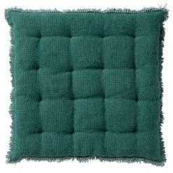 Dutch Decor Housses De Chaises Et Galettes De Chaises Galette De Chaise Vert En Coton 40x40 Cm Uni