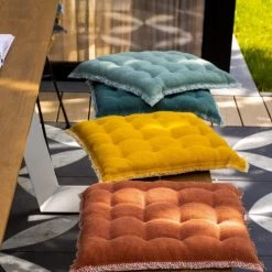 Dutch Decor Housses De Chaises Et Galettes De Chaises Galette De Chaise Vert En Coton 40x40 Cm Uni -Housses de canapé Soldes galette de chaise vert en coton 40x40 cm uni 17