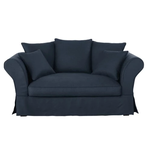 Maisons Du Monde Housses De Canapé Housse De Canapé 2 Places En Lin Froissé Bleu Nuit 3 Maisons Du Monde Housses De Canapé Housse De Canapé 2 Places En Lin Froissé Bleu Nuit