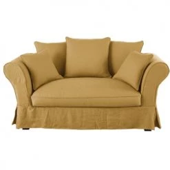 Maisons Du Monde Housses De Canapé Housse De Canapé 2 Places En Lin Froissé Ocre