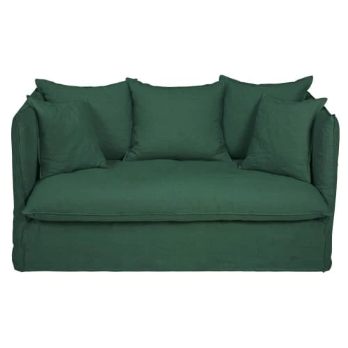 Maisons Du Monde Housses De Canapé Housse De Canapé 2 Places En Lin Froissé Vert 3 Maisons Du Monde Housses De Canapé Housse De Canapé 2 Places En Lin Froissé Vert