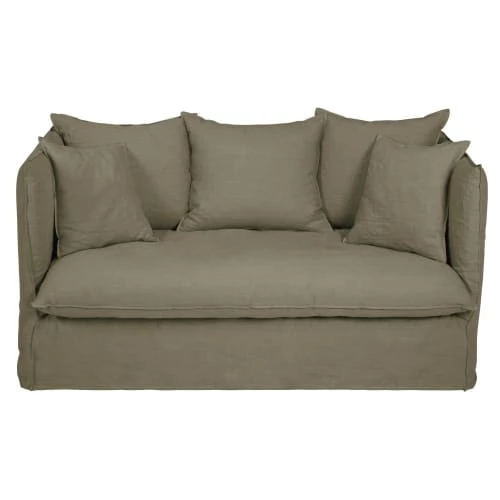 Maisons Du Monde Housses De Canapé Housse De Canapé 2 Places En Lin Froissé Vert Kaki 3 Maisons Du Monde Housses De Canapé Housse De Canapé 2 Places En Lin Froissé Vert Kaki