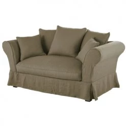 Maisons Du Monde Housses De Canapé Housse De Canapé 2 Places En Lin Froissé Vert Kaki -Housses de canapé Soldes housse de canape 2 places en lin froisse vert kaki 1000 9 8 204434 2