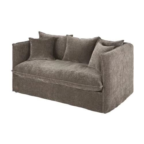 Maisons Du Monde Housses De Canapé Housse De Canapé 2 Places En Velours Côtelé Marron écorce 4 Maisons Du Monde Housses De Canapé Housse De Canapé 2 Places En Velours Côtelé Marron écorce – Image 2