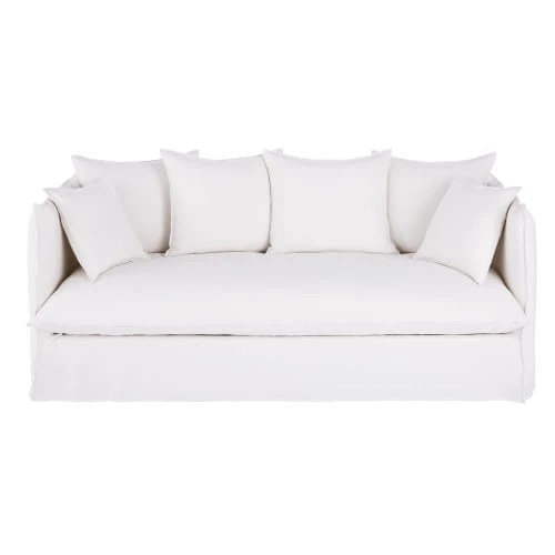 Maisons Du Monde Housses De Canapé Housse De Canapé 3/4 Places En Lin Supérieur Blanc 3 Maisons Du Monde Housses De Canapé Housse De Canapé 3/4 Places En Lin Supérieur Blanc