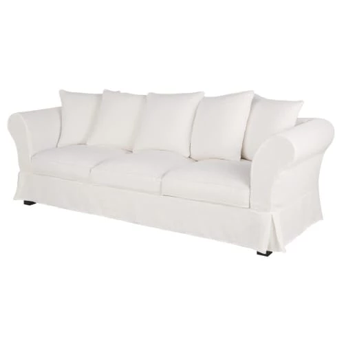 Maisons Du Monde Housses De Canapé Housse De Canapé 4/5 Places En Lin Froissé Blanc 4 Maisons Du Monde Housses De Canapé Housse De Canapé 4/5 Places En Lin Froissé Blanc – Image 2
