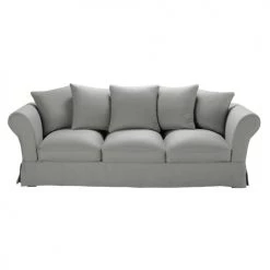 Maisons Du Monde Housses De Canapé Housse De Canapé 4/5 Places En Lin Froissé Gris Clair