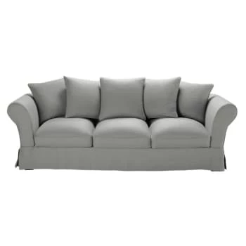 Maisons Du Monde Housses De Canapé Housse De Canapé 4/5 Places En Lin Froissé Gris Clair 6 Maisons Du Monde Housses De Canapé Housse De Canapé 4/5 Places En Lin Froissé Gris Clair – Image 4