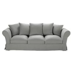 Maisons Du Monde Housses De Canapé Housse De Canapé 4/5 Places En Lin Froissé Bleu Nuit -Housses de canapé Soldes housse de canape 4 5 places en lin froisse gris clair roma 1000 13 29 204455 1 7