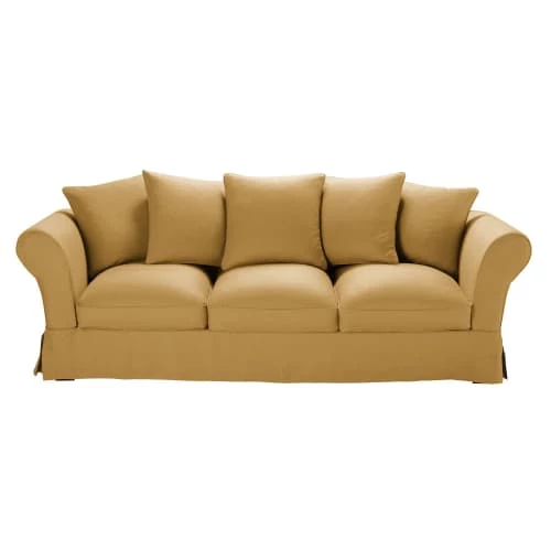 Maisons Du Monde Housses De Canapé Housse De Canapé 4/5 Places En Lin Froissé Ocre 3 Maisons Du Monde Housses De Canapé Housse De Canapé 4/5 Places En Lin Froissé Ocre