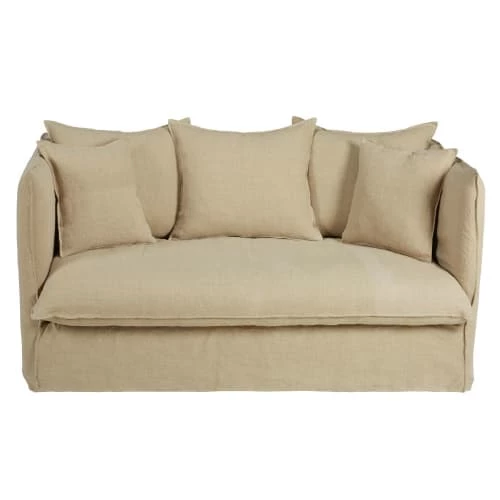 Maisons Du Monde Housses De Canapé Housse De Canapé Convertible 2 Places En Lin Froissé Beige Ficelle 3 Maisons Du Monde Housses De Canapé Housse De Canapé Convertible 2 Places En Lin Froissé Beige Ficelle