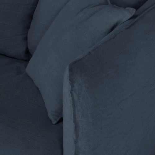 Maisons Du Monde Housses De Canapé Housse De Canapé Convertible 2 Places En Lin Froissé Bleu Nuit 6 Maisons Du Monde Housses De Canapé Housse De Canapé Convertible 2 Places En Lin Froissé Bleu Nuit – Image 4
