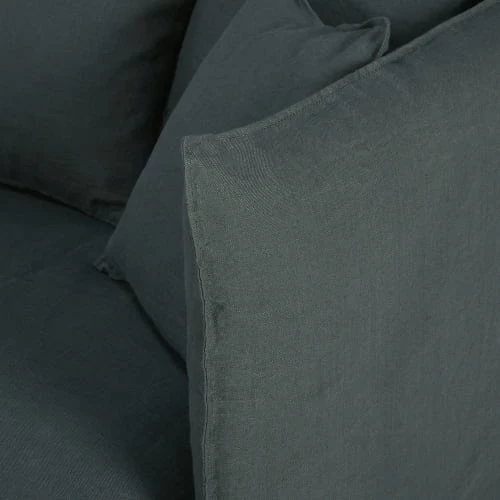 Maisons Du Monde Housses De Canapé Housse De Canapé Convertible 2 Places En Lin Froissé Gris Anthracite 5 Maisons Du Monde Housses De Canapé Housse De Canapé Convertible 2 Places En Lin Froissé Gris Anthracite – Image 3