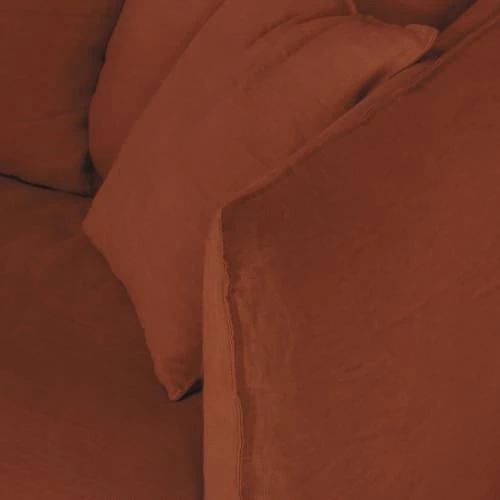 Maisons Du Monde Housses De Canapé Housse De Canapé Convertible 2 Places En Lin Froissé Terracotta 6 Maisons Du Monde Housses De Canapé Housse De Canapé Convertible 2 Places En Lin Froissé Terracotta – Image 4
