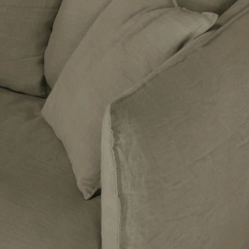 Maisons Du Monde Housses De Canapé Housse De Canapé Convertible 2 Places En Lin Froissé Vert Kaki 6 Maisons Du Monde Housses De Canapé Housse De Canapé Convertible 2 Places En Lin Froissé Vert Kaki – Image 4