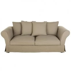 Maisons Du Monde Housses De Canapé Housse De Canapé Convertible 3/4 Places (12 Cm) En Lin Froissé Beige Ficelle