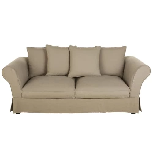 Maisons Du Monde Housses De Canapé Housse De Canapé Convertible 3/4 Places (12 Cm) En Lin Froissé Beige Ficelle 3 Maisons Du Monde Housses De Canapé Housse De Canapé Convertible 3/4 Places (12 Cm) En Lin Froissé Beige Ficelle